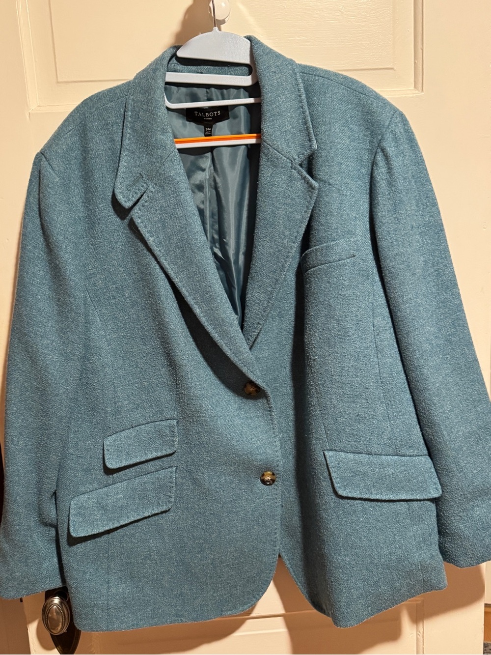 Talbots Teal-Blue Wool-Blend Blazer Jacket
